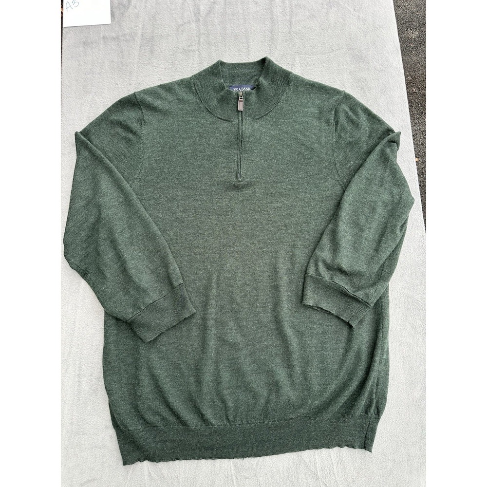 Jos A Bank Men's 3XLT Merino Wool 1/4 Zip Sweater Green Tailored Fit Tall